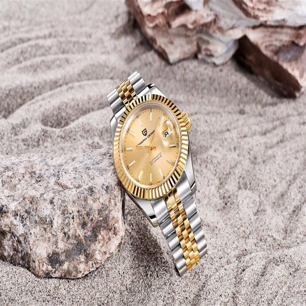christmas gift pagani design two tone gold dial jubilee watch stainless steel automatic mechanical movement fashion watches men wr300z, Slivery;brown
christmas gift pagani design two tone gold dial jubilee watch stainless steel automatic mechanical movement fashion watches men wr300z, Slivery;brown