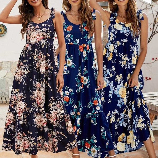 womens summer v neck dress sleeveless lace up smocking wide hem printed long, Black;gray
womens summer v neck dress sleeveless lace up smocking wide hem printed long, Black;gray