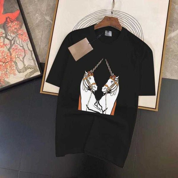 23 new t shirt summer round neck pullover two horses printed pattern tee designer t shirt mens womens trendy short sleeves, White;black
23 new t shirt summer round neck pullover two horses printed pattern tee designer t shirt mens womens trendy short sleeves, White;black