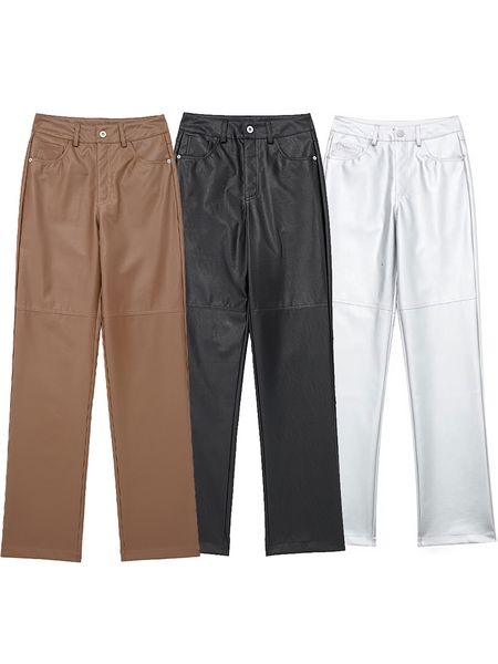 women's pants capris willshela women fashion faux leather silver front zipper trousers vintage high waist female chic lady pants 230422, Black;white
women's pants capris willshela women fashion faux leather silver front zipper trousers vintage high waist female chic lady pants 230422, Black;white
