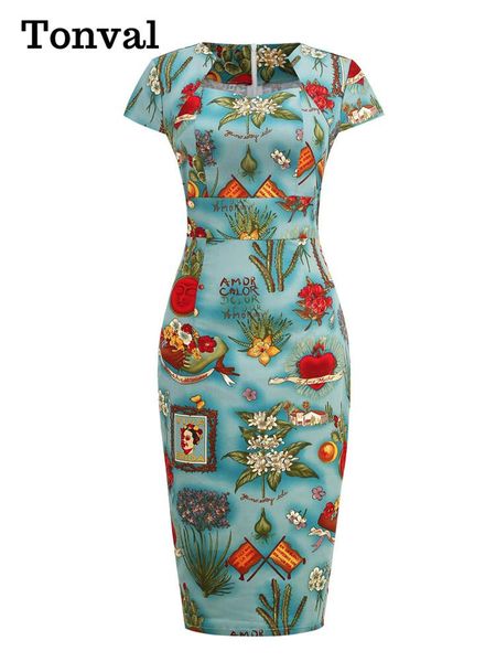 dresses tonval 50s vintage multicolor print summer ol midi pencil dress women elegant clothes pinup robe high waist retro dresses, Black;gray
dresses tonval 50s vintage multicolor print summer ol midi pencil dress women elegant clothes pinup robe high waist retro dresses, Black;gray