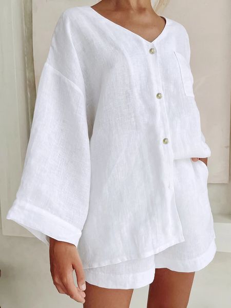 women's tracksuits 2023 europe america summer loose shirts elastic waist shorts cotton and hemp batiste two piece set pant sets woman s, Gray
women's tracksuits 2023 europe america summer loose shirts elastic waist shorts cotton and hemp batiste two piece set pant sets woman s, Gray
