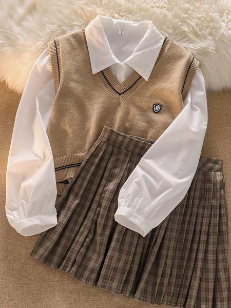 dress xgoth preppy suit for women sweet cool knitted vest + white shirt + women's plaid skirt spring autumn threepiece vintage sets
dress xgoth preppy suit for women sweet cool knitted vest + white shirt + women's plaid skirt spring autumn threepiece vintage sets