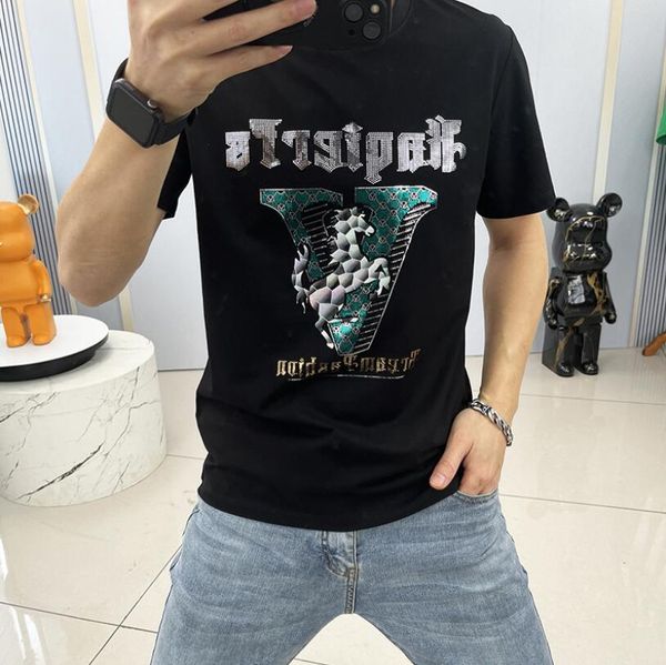 men's t-shirts mens designer short sleeved t-shirt men's european station large european and american fashion brand sequin silk co, White;black
men's t-shirts mens designer short sleeved t-shirt men's european station large european and american fashion brand sequin silk co, White;black