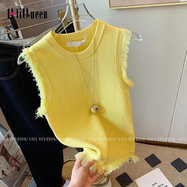 tanks summer small fragrance tassel sleeveless yellow o neck knitted tee vest women casual knitwear tshirt loose casual crop, Black;white
tanks summer small fragrance tassel sleeveless yellow o neck knitted tee vest women casual knitwear tshirt loose casual crop, Black;white