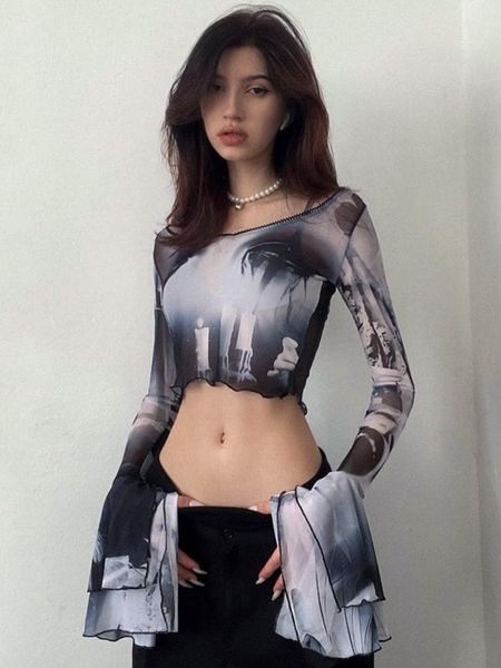 t-shirt tie dye print flare long sleeve slim tshirts women o neck casual cropped tee shirt 2022 summer punk fairy grunge clothes, White
t-shirt tie dye print flare long sleeve slim tshirts women o neck casual cropped tee shirt 2022 summer punk fairy grunge clothes, White