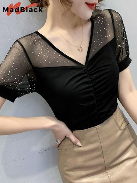 t-shirt madblack summer european clothes tshirt vneck drape patchwork mesh diamonds women short sleeve 2022 new tees t24211x, White
t-shirt madblack summer european clothes tshirt vneck drape patchwork mesh diamonds women short sleeve 2022 new tees t24211x, White