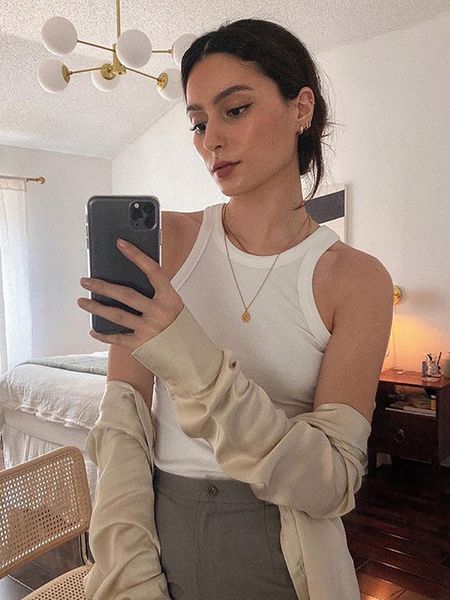 tanks rowling chic tote solid color icotton women vest sleeveless knitted stretch lady pullover casual classic vintage femme, Black;white
tanks rowling chic tote solid color icotton women vest sleeveless knitted stretch lady pullover casual classic vintage femme, Black;white