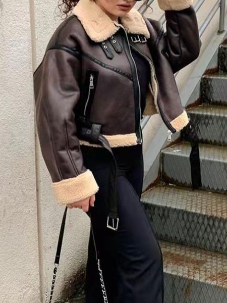 fur puwd retro women faux fur onesided double jacket 2021 winter warm locomotive sashes jacket street leisure loose female outwear, Black
fur puwd retro women faux fur onesided double jacket 2021 winter warm locomotive sashes jacket street leisure loose female outwear, Black