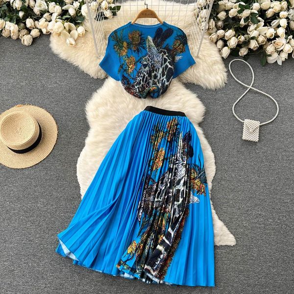 dress amolapha women's sets oneck short sleeve printed +high waist pleated aline skirt clothing suits, White
dress amolapha women's sets oneck short sleeve printed +high waist pleated aline skirt clothing suits, White