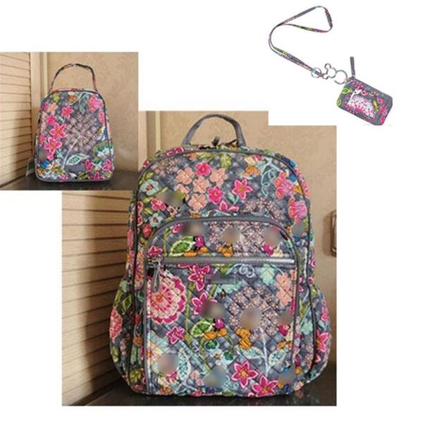 cartoon mouse cotton backpack school bag match with lunch bag id card holder & lanyard3411