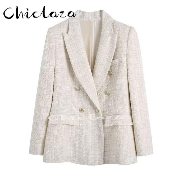 pants chiclaza 2022 autumn women tweed doublebreasted blazer female vintage casual long sleeves pocket outerwear, White
pants chiclaza 2022 autumn women tweed doublebreasted blazer female vintage casual long sleeves pocket outerwear, White