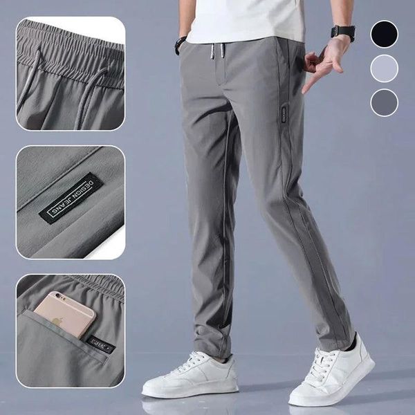 pants mens fast dry stretch long pants elastic waist casual drawstring solid color ice silk for male business fashion sports trousers, Black
pants mens fast dry stretch long pants elastic waist casual drawstring solid color ice silk for male business fashion sports trousers, Black