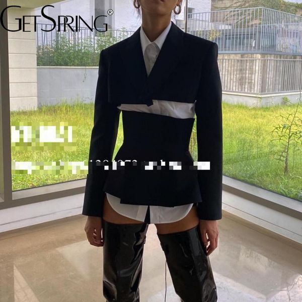 pants getspring women blazer single button long sleeve ladies black short suit coat with waistband fashion women's slim suit jacket, White
pants getspring women blazer single button long sleeve ladies black short suit coat with waistband fashion women's slim suit jacket, White