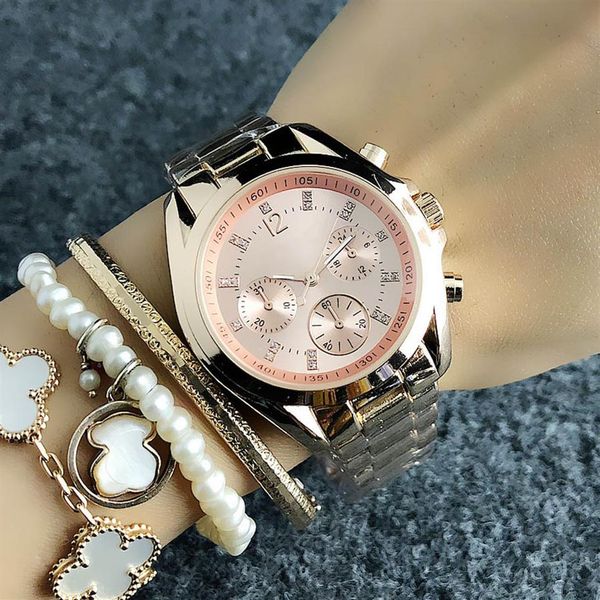fashion brand women lady girl 3 dials style metal steel band quartz watch m68245g, Slivery;brown
fashion brand women lady girl 3 dials style metal steel band quartz watch m68245g, Slivery;brown