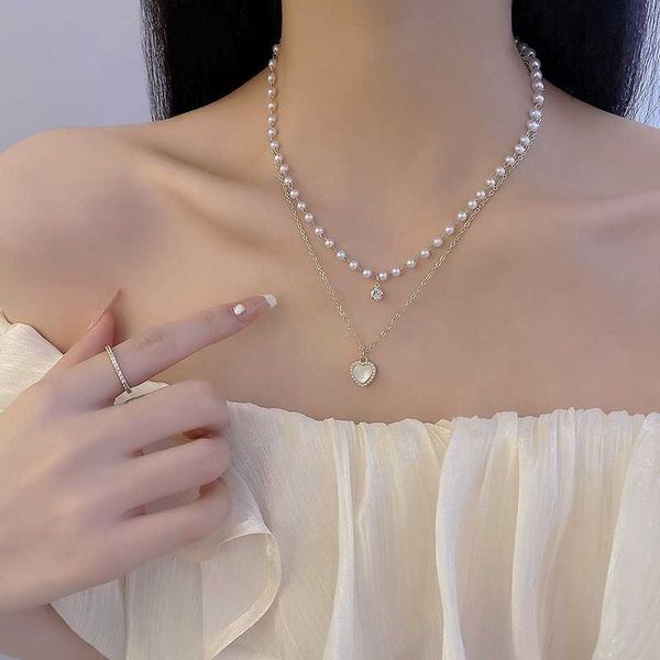 pendant necklaces double layer fashion kpop heart pearl choker necklace for women clavicle chain elegant charm wedding pendant jewelry gift, Silver
pendant necklaces double layer fashion kpop heart pearl choker necklace for women clavicle chain elegant charm wedding pendant jewelry gift, Silver