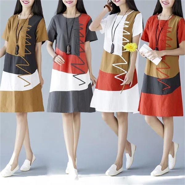 dresses 2023 summer new dress women's literature retro ethnic style female large size dresses loose short sleeve splicing long vestidos, Black;gray
dresses 2023 summer new dress women's literature retro ethnic style female large size dresses loose short sleeve splicing long vestidos, Black;gray