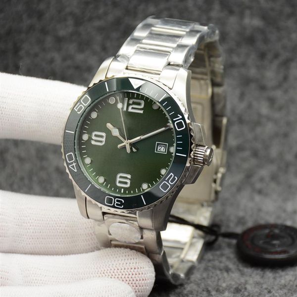 41mm conquest mens watches automatic mechanical movement stainless steel bracelet concas ceramic bezel with hydroconquest hardlex 285s, Slivery;brown
41mm conquest mens watches automatic mechanical movement stainless steel bracelet concas ceramic bezel with hydroconquest hardlex 285s, Slivery;brown