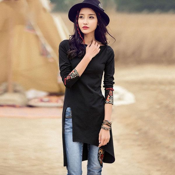 t-shirt ethnic embroidery long black tshirt women elegant side split tee shirt femme autumn long sleeve boat neck ladies, White
t-shirt ethnic embroidery long black tshirt women elegant side split tee shirt femme autumn long sleeve boat neck ladies, White