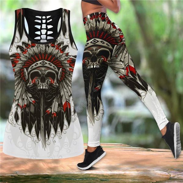 tanks skull native combo outfit leggings and hollow out tank suit yoga fitness soft legging summer women for girl 02, Black;white
tanks skull native combo outfit leggings and hollow out tank suit yoga fitness soft legging summer women for girl 02, Black;white