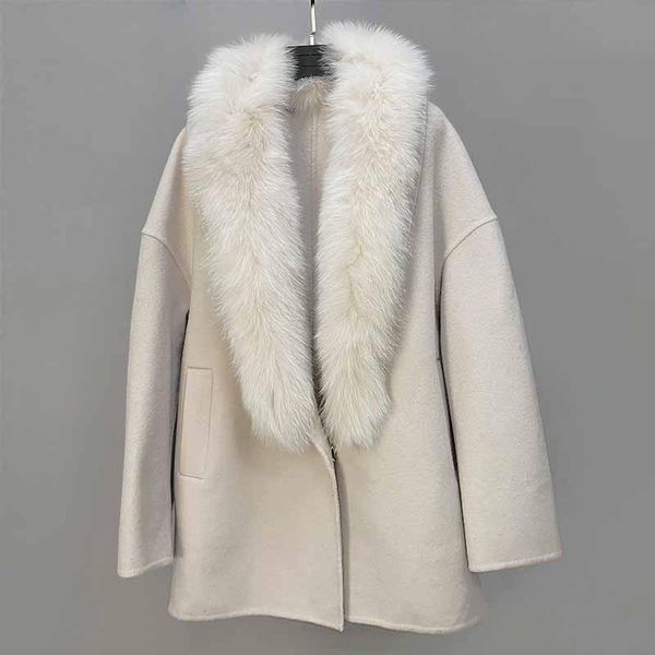 fur 2021 new arrival mid long wool cashmere blend jacket natural fox fur collar women's real fur coat with pocket, Black
fur 2021 new arrival mid long wool cashmere blend jacket natural fox fur collar women's real fur coat with pocket, Black