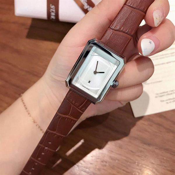 brand watches women girl rectangle style leather strap quartz wrist watch cha45246c, Slivery;brown
brand watches women girl rectangle style leather strap quartz wrist watch cha45246c, Slivery;brown