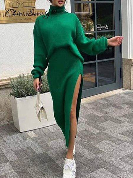 dress turtleneck knitted sweater skirt two pieces set women autumn winter 2021 long sleeve pullover side split midi skirts suit, White
dress turtleneck knitted sweater skirt two pieces set women autumn winter 2021 long sleeve pullover side split midi skirts suit, White
