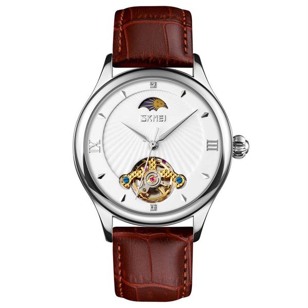 skmei 9251 moon phase leather wrist automatic watch mechanical for men182g, Slivery;brown
skmei 9251 moon phase leather wrist automatic watch mechanical for men182g, Slivery;brown