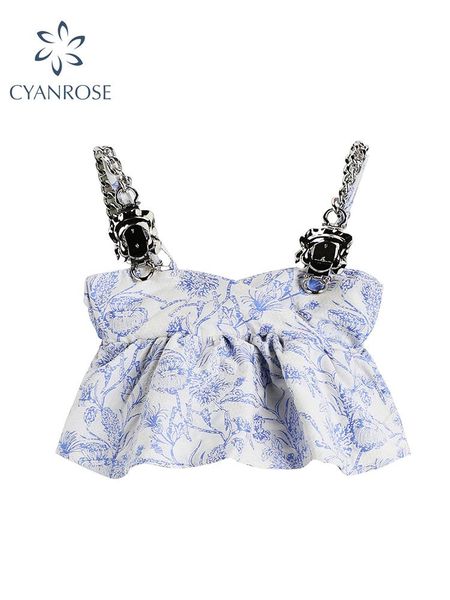 t-shirt 2022 women's sleeveless chain halter bandage camis vintage floral print harajuku female fashion off shoulder crop top, White
t-shirt 2022 women's sleeveless chain halter bandage camis vintage floral print harajuku female fashion off shoulder crop top, White