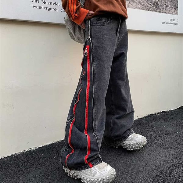 men's pants 2022 cool design side zipper oversize hip hop men wide jeans pants y2k cloes straight loose punk denim trousers pantalon ho, Black
men's pants 2022 cool design side zipper oversize hip hop men wide jeans pants y2k cloes straight loose punk denim trousers pantalon ho, Black