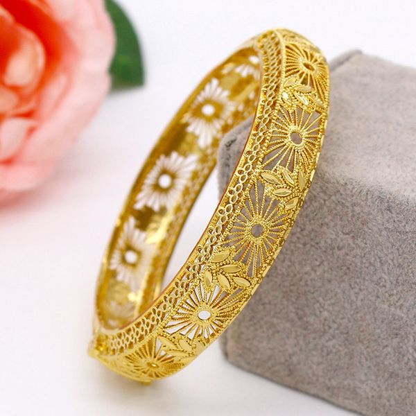 women bangle bracelet solid real 18k gold color middle east india hollow flower and grass pattern lady jewelry gift, Black
women bangle bracelet solid real 18k gold color middle east india hollow flower and grass pattern lady jewelry gift, Black