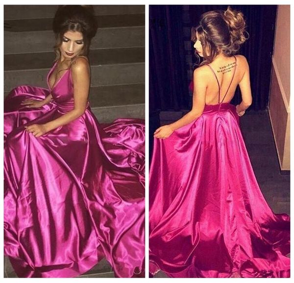 deep v neck prom dresses spaghetti straps backless evening gowns a line sweep train formal party dress vestidos5874616, Black 
deep v neck prom dresses spaghetti straps backless evening gowns a line sweep train formal party dress vestidos5874616, Black