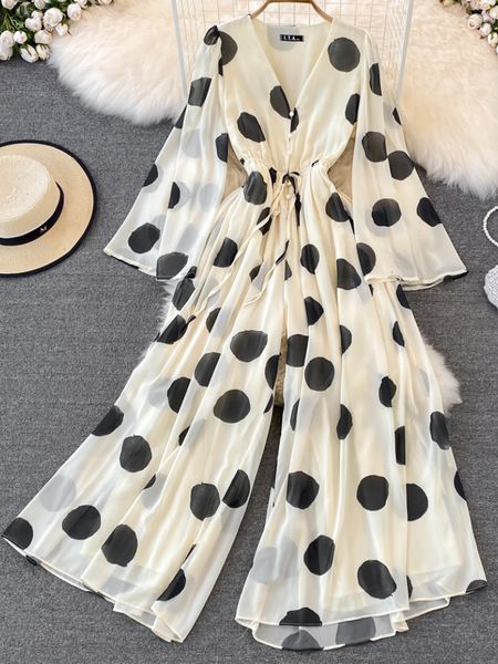 women's jumpsuits rompers women's spring summer polka dot jumpsuit long sleeve elegant casual loose overalls female beach holiday, Black;white
women's jumpsuits rompers women's spring summer polka dot jumpsuit long sleeve elegant casual loose overalls female beach holiday, Black;white