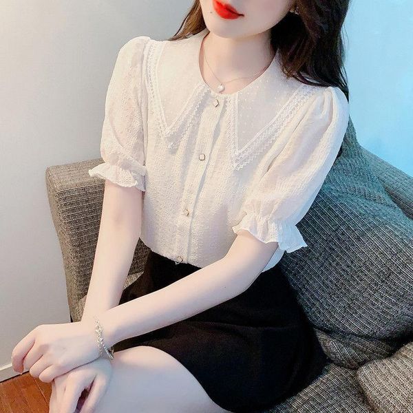 polos doll collar white chiffon shirt female summer new french short sleeve lace blouse
polos doll collar white chiffon shirt female summer new french short sleeve lace blouse