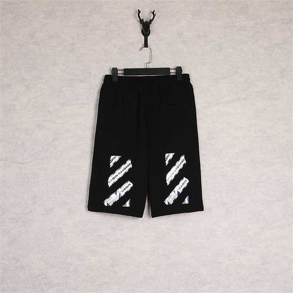 30% off ow airport tape shorts men's summer casual beach pants, White;black