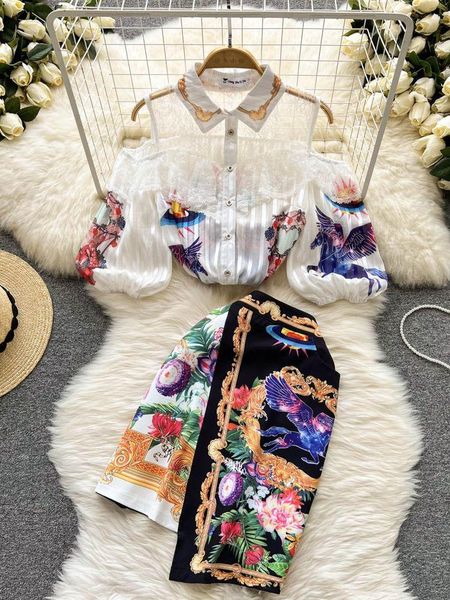dress summer sweet two piece set women off the shoulder lace embroidery patchwork chiffon shirt irregular flower print mini skirt, White
dress summer sweet two piece set women off the shoulder lace embroidery patchwork chiffon shirt irregular flower print mini skirt, White