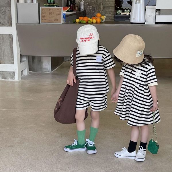 clothing sets brother and sister matching clothes summer korean children's clothing baby girls striped dress kids two-piece set for boy, White
clothing sets brother and sister matching clothes summer korean children's clothing baby girls striped dress kids two-piece set for boy, White