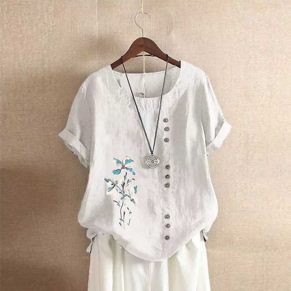 large 2023 summer casual loose cotton linen short sleeve pullover t-shirt women's wear, White
large 2023 summer casual loose cotton linen short sleeve pullover t-shirt women's wear, White