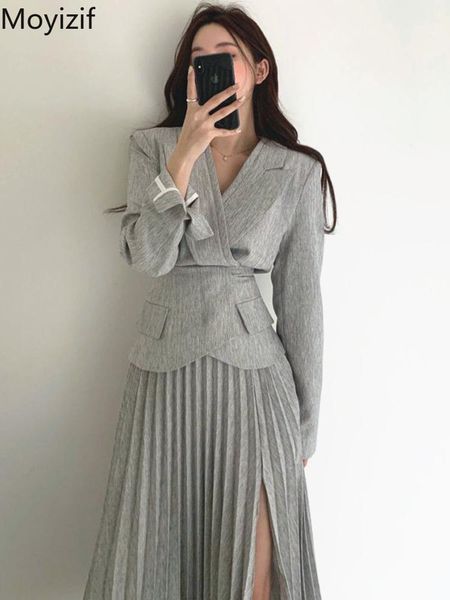 dress moyizif gray women suit vneck blazer jacket + pleated skirt high waist slit office lady elegant chic korean fashion suits, White
dress moyizif gray women suit vneck blazer jacket + pleated skirt high waist slit office lady elegant chic korean fashion suits, White