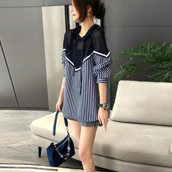 t-shirt fashion hooded spliced striped tshirt spring autumn women's clothing casual allmatch long sleeve hollow out for female, White
t-shirt fashion hooded spliced striped tshirt spring autumn women's clothing casual allmatch long sleeve hollow out for female, White