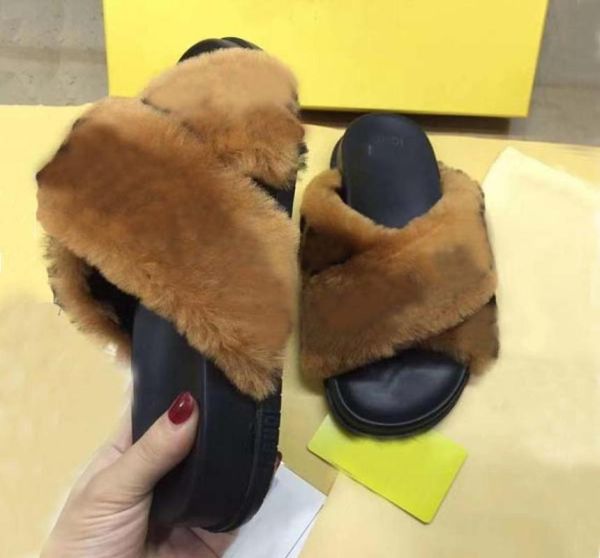 2022 women winter slipper woolen sheepskin classic letters fur one piece lamb wool warm and comfortable wear resistan9596920, Black