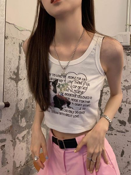 tanks girl tank grunge animal letter print crop sleeveless summer outfits korean vest women streetwear y2k fashion tees, Black;white
tanks girl tank grunge animal letter print crop sleeveless summer outfits korean vest women streetwear y2k fashion tees, Black;white