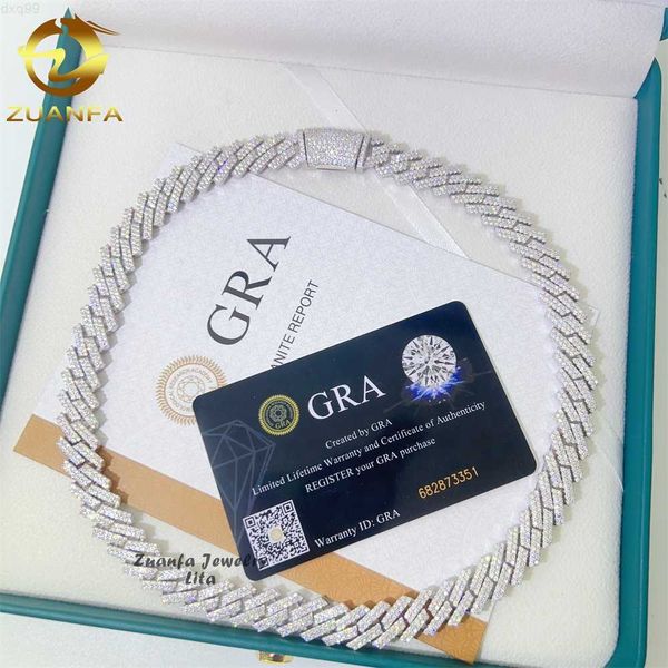 hip hop selling miami 10mm 12mm vvs moissanite diamond iced out necklace sliver cuban link chain, Silver 
hip hop selling miami 10mm 12mm vvs moissanite diamond iced out necklace sliver cuban link chain, Silver