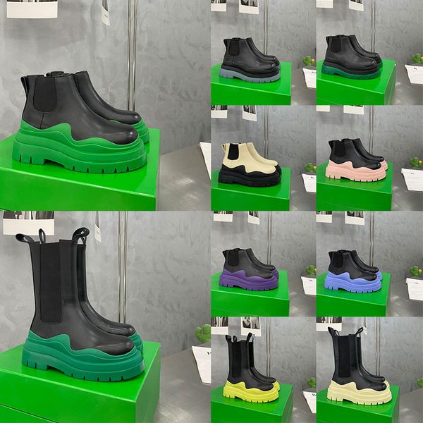 women men designer boots tire chelsea leather half ankle boots fashion wave orange colored rubber outsole elastic webbing boot, Black
women men designer boots tire chelsea leather half ankle boots fashion wave orange colored rubber outsole elastic webbing boot, Black