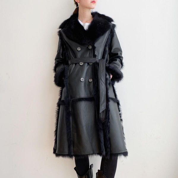 fur oftbuy 2022 xlong double faced fur winter jacket women genuine leather coat natural merino sheep fur warm outerwear locomotive, Black
fur oftbuy 2022 xlong double faced fur winter jacket women genuine leather coat natural merino sheep fur warm outerwear locomotive, Black