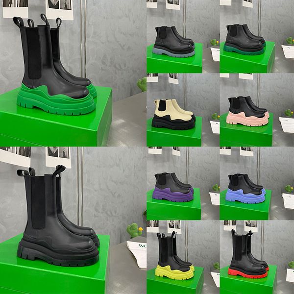 size 35-44 women men designer boots tire leather half ankle boots fashion wave clear colored rubber outsole elastic webbing boot, Black
size 35-44 women men designer boots tire leather half ankle boots fashion wave clear colored rubber outsole elastic webbing boot, Black