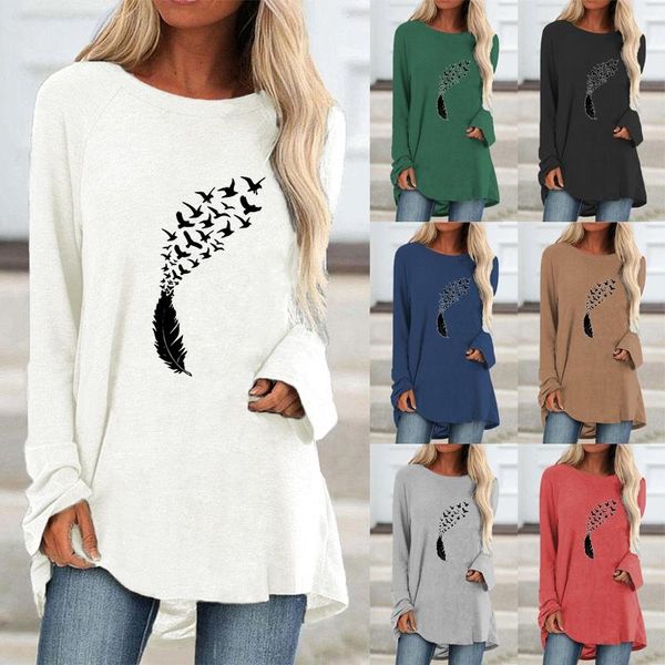 t-shirt women casual autumn fashion clothes round neck long sleeve loose tshirts ladies plus size feather printed pullover tshirt, White
t-shirt women casual autumn fashion clothes round neck long sleeve loose tshirts ladies plus size feather printed pullover tshirt, White