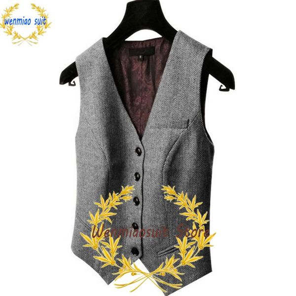 vests women's suit vest vneck 4 button sleeveless jacket herringbone wool vintage waistcoat lady slim fit vests gray/black/green, Black;white
vests women's suit vest vneck 4 button sleeveless jacket herringbone wool vintage waistcoat lady slim fit vests gray/black/green, Black;white