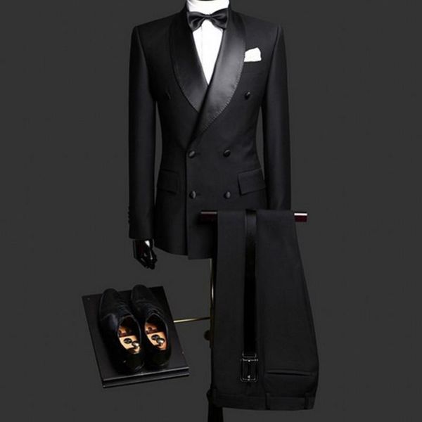 blazers slim fit men suits with double breasted black formal wedding groom tuxedos 2 piece business male fashion set jacket with pants, White;black
blazers slim fit men suits with double breasted black formal wedding groom tuxedos 2 piece business male fashion set jacket with pants, White;black