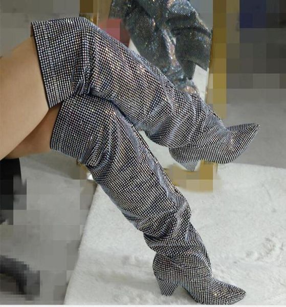 women thigh high boots full crystal pointed toe spike heel over the knee winter autumn rhinestone boots embellished women knight b2813519, Black
women thigh high boots full crystal pointed toe spike heel over the knee winter autumn rhinestone boots embellished women knight b2813519, Black